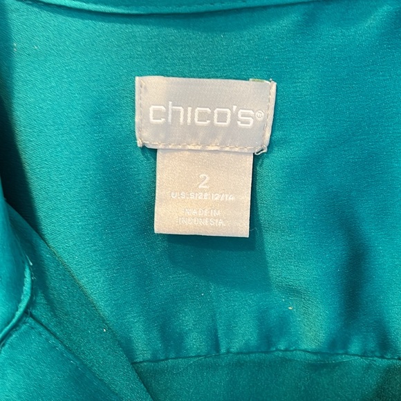 Chicos Green Long Tunic Blouse Size 2=12/14 - Picture 2 of 9